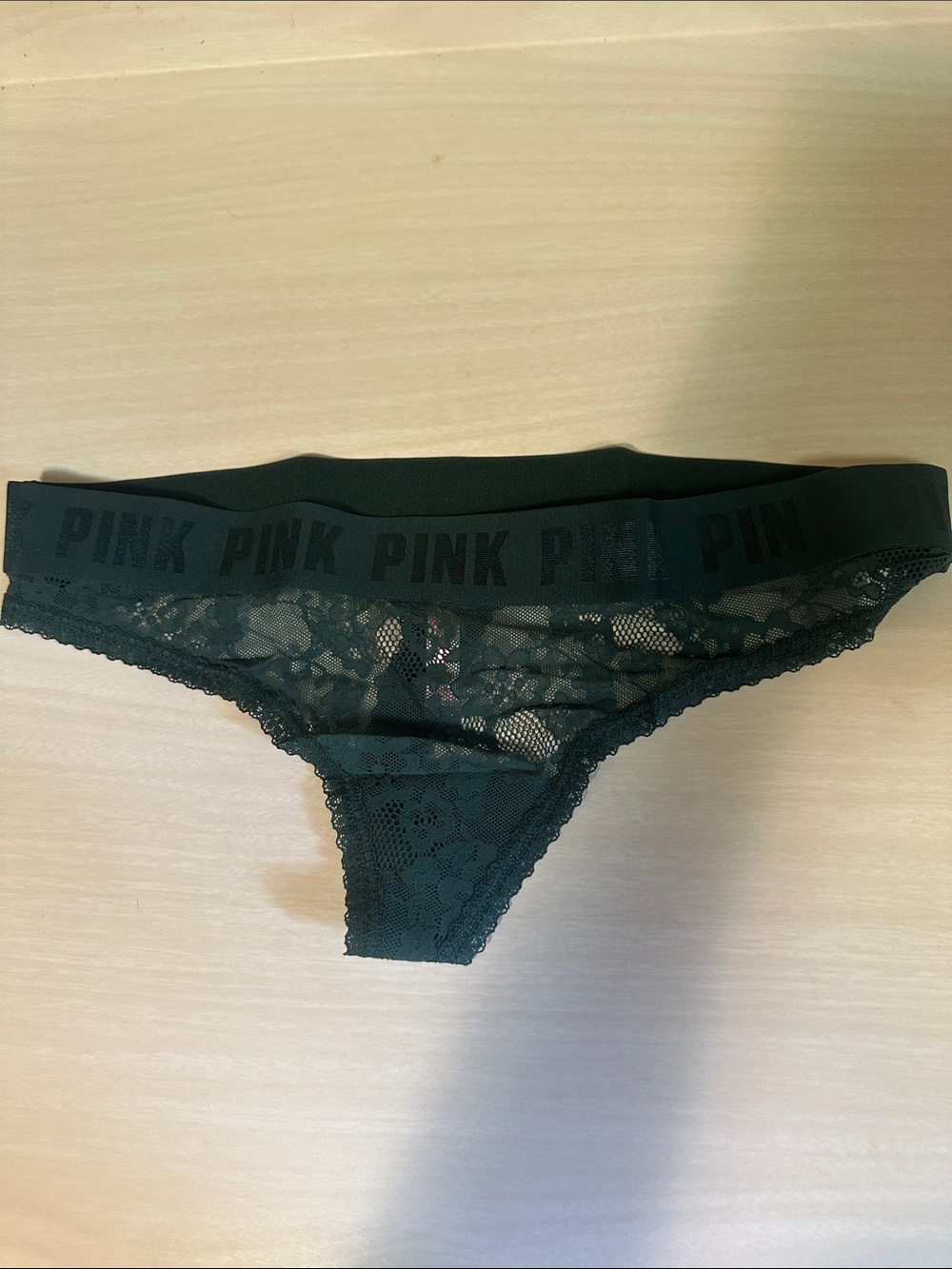 PINK Victoria's Secret Black Lace Hipster Thong